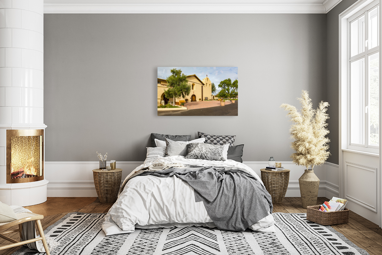 Cloudy day at Santa Ines Mission California Reproduction