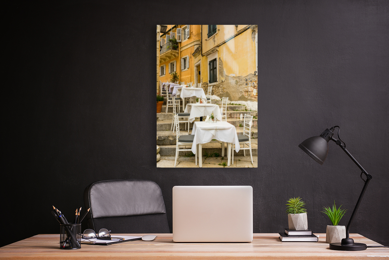 Small empty taverna in Old Town Corfu Reproduction