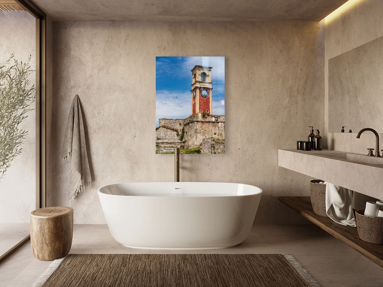 Clock tower in old fortress on Corfu Reproduction