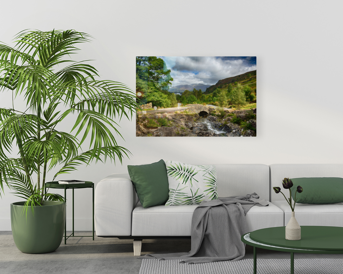 Ashness Bridge over small stream in Lake District Reproduction