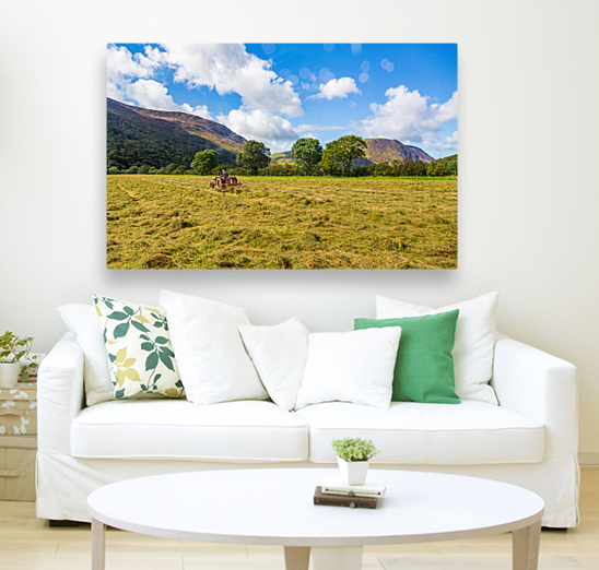Antique tractor and threshing machine in England Reproduction