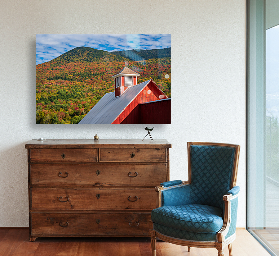 Grandview Farm barn with fall colors in Vermont Reproduction