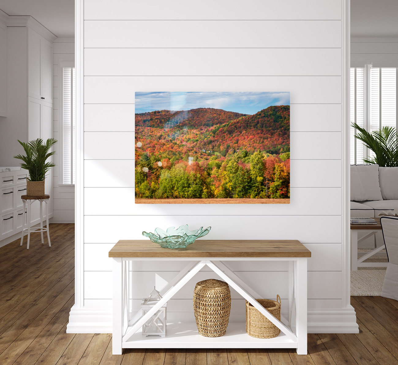 Multi-colored hillside in Vermont during the fall Reproduction