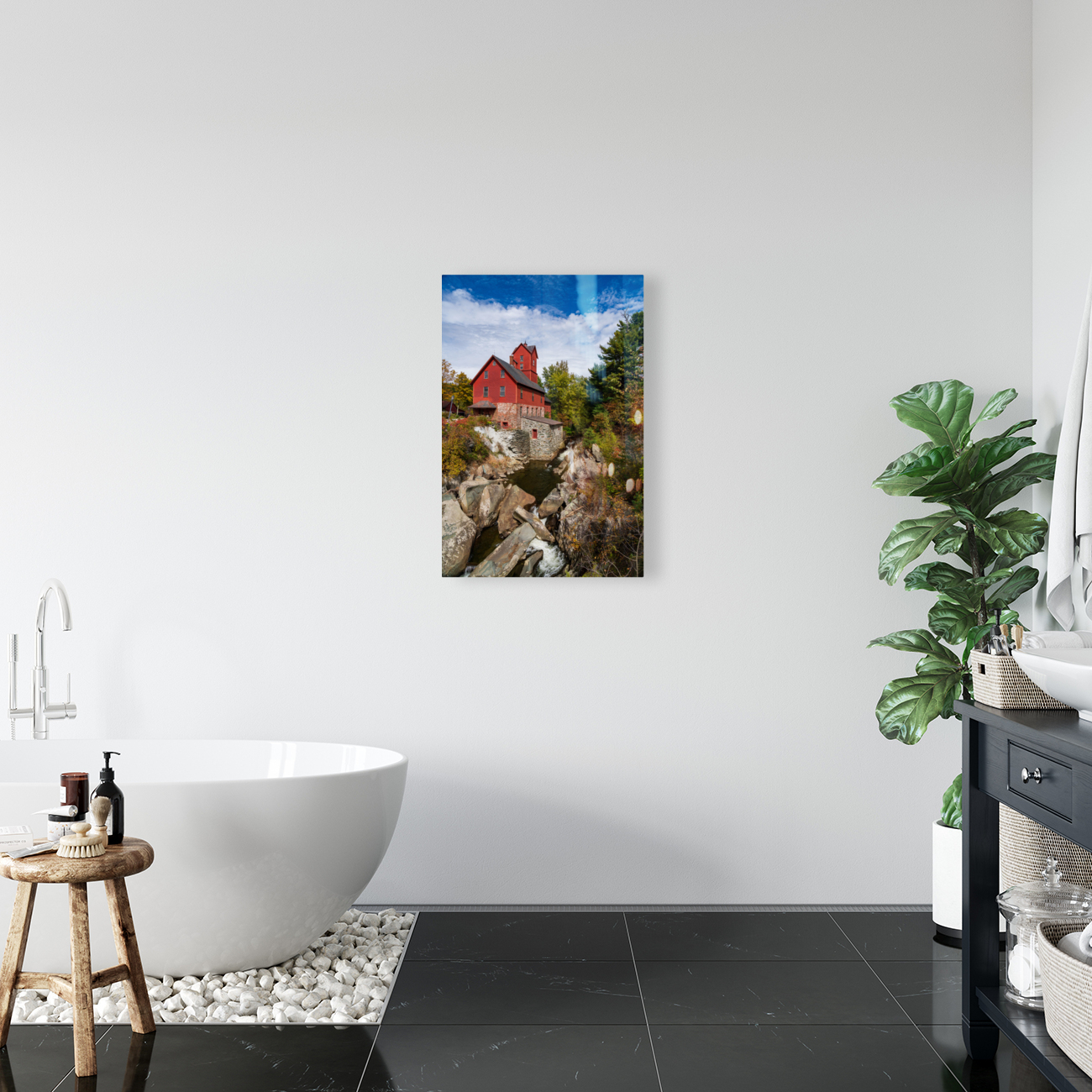 Old Red Mill in Jericho Vermont during the fall Reproduction