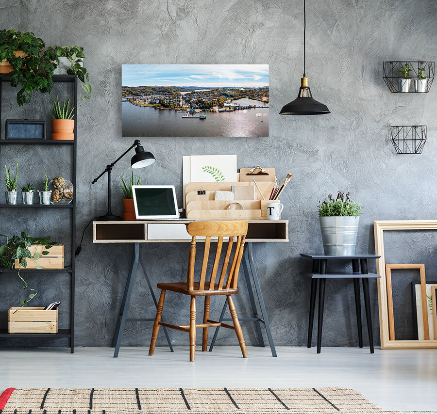 Aerial view of Newport Vermont in the fall Reproduction