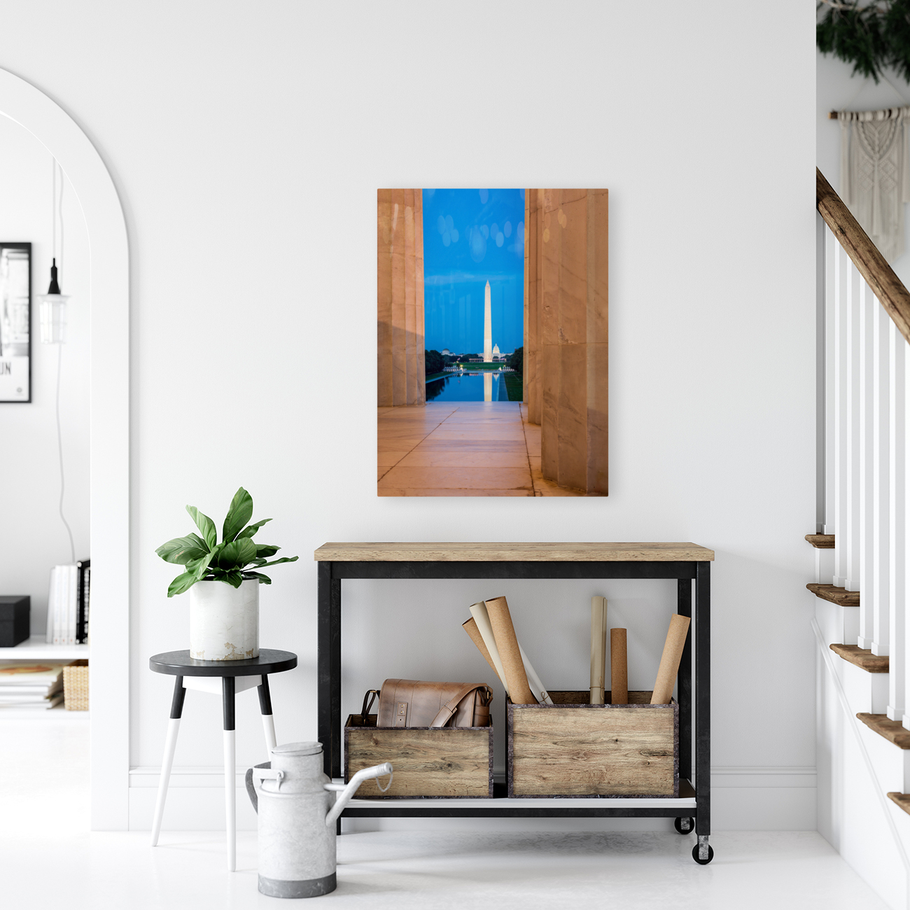 Washington monument reflecting from Jefferson Reproduction