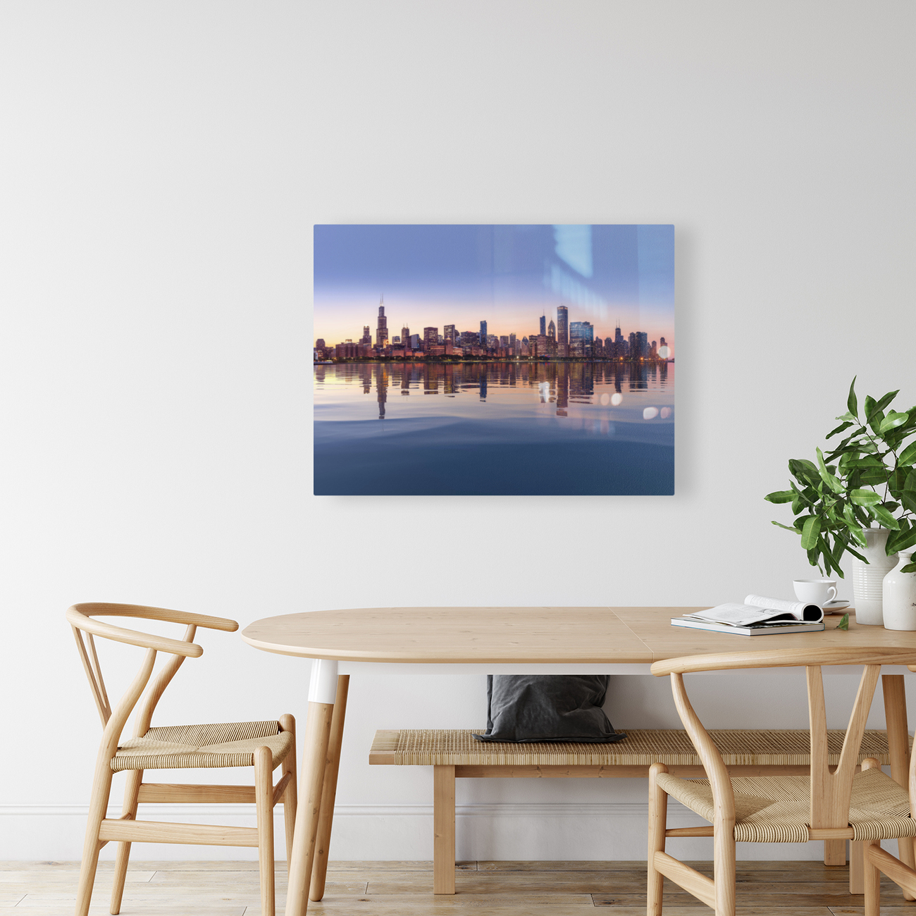 Sunset over city skyline Chicago from Observatory Reproduction