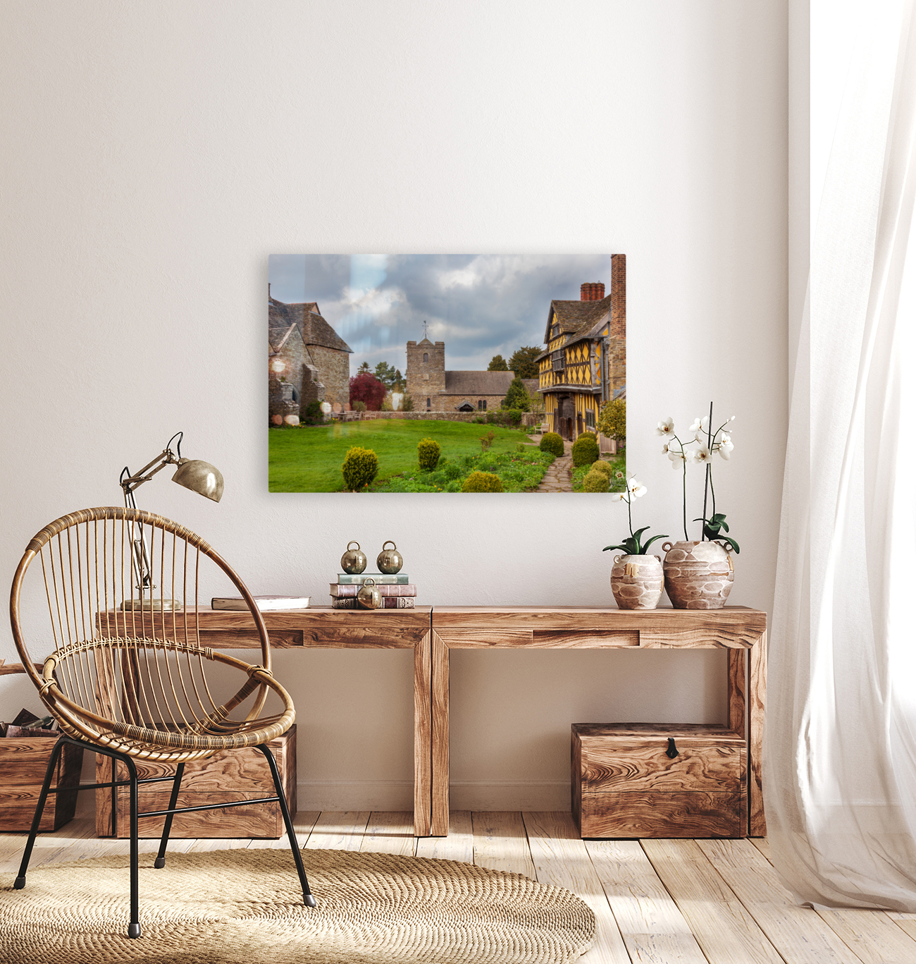 Stokesay Castle in Shropshire on cloudy day Reproduction