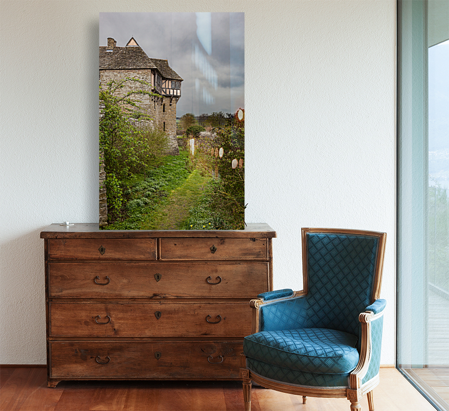 Stokesay Castle in Shropshire on cloudy day Reproduction