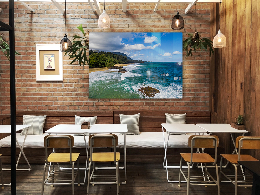 Aerial photo of Lumahai Beach on the north shore of Kauai Reproduction