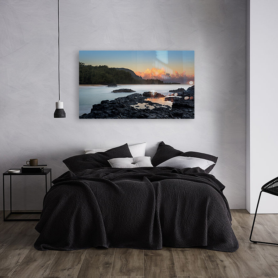 Lumahai Beach Kauai at dawn with rocks Reproduction