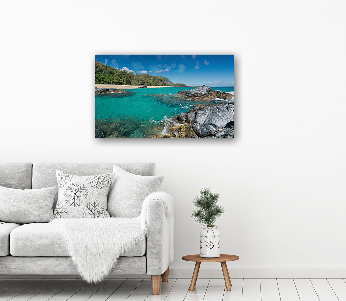 Lumahai Beach Kauai with rocks  Reproduction