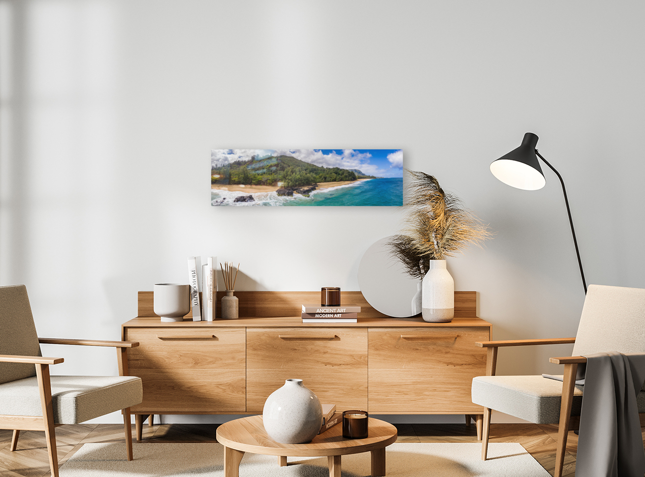 Aerial drone panorama of Lumahai Beach  Reproduction