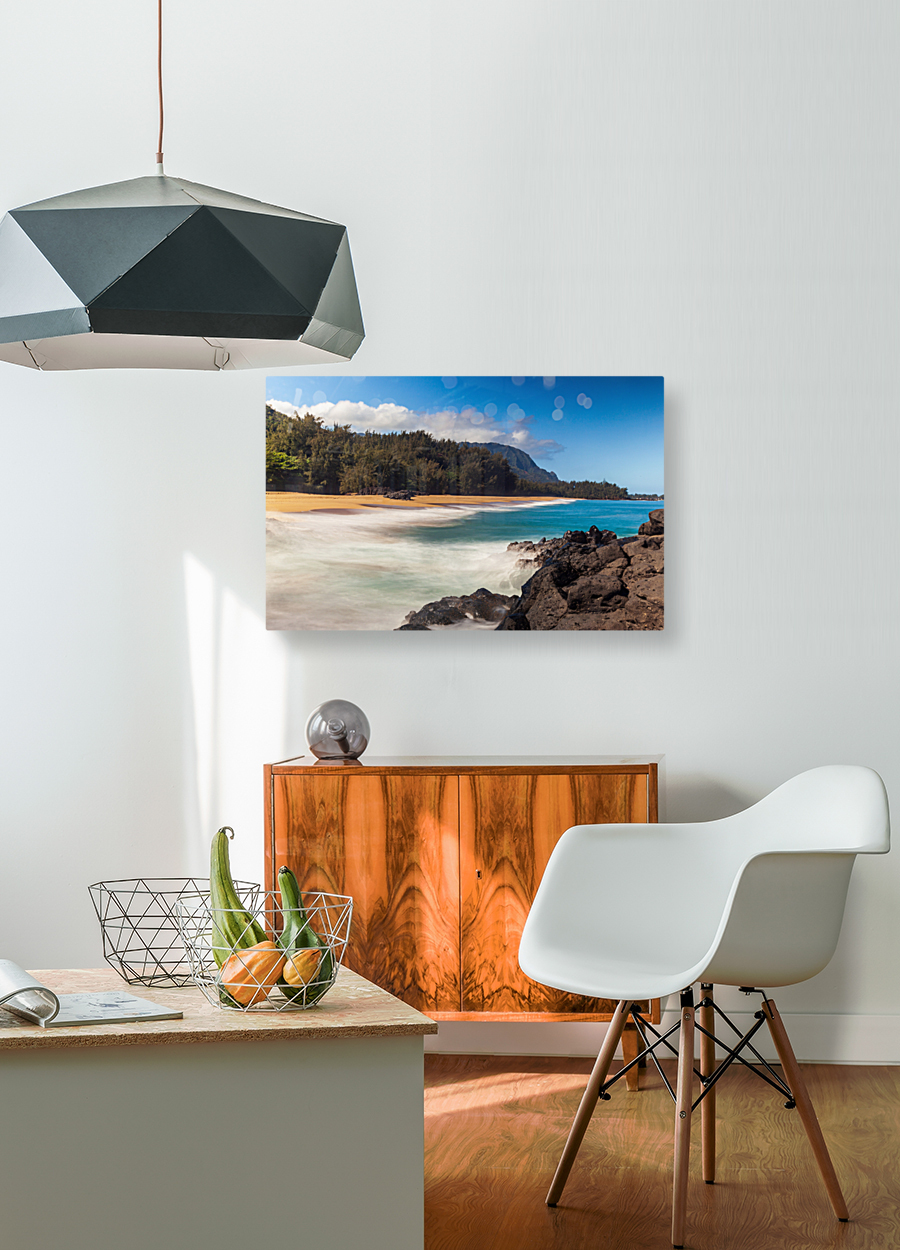 Lumahai beach in Kauai in long exposure Reproduction