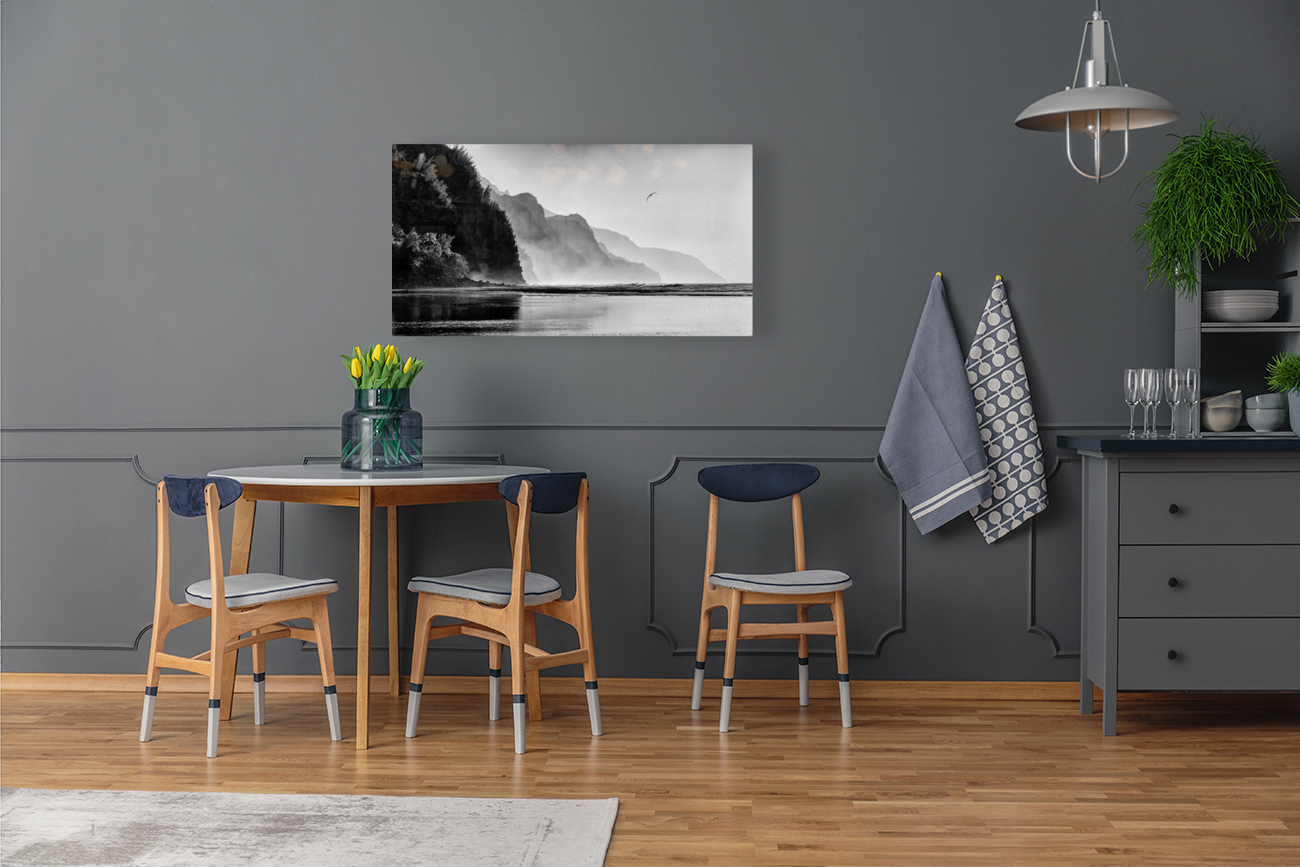 Misty sunset on Na Pali coastline Reproduction