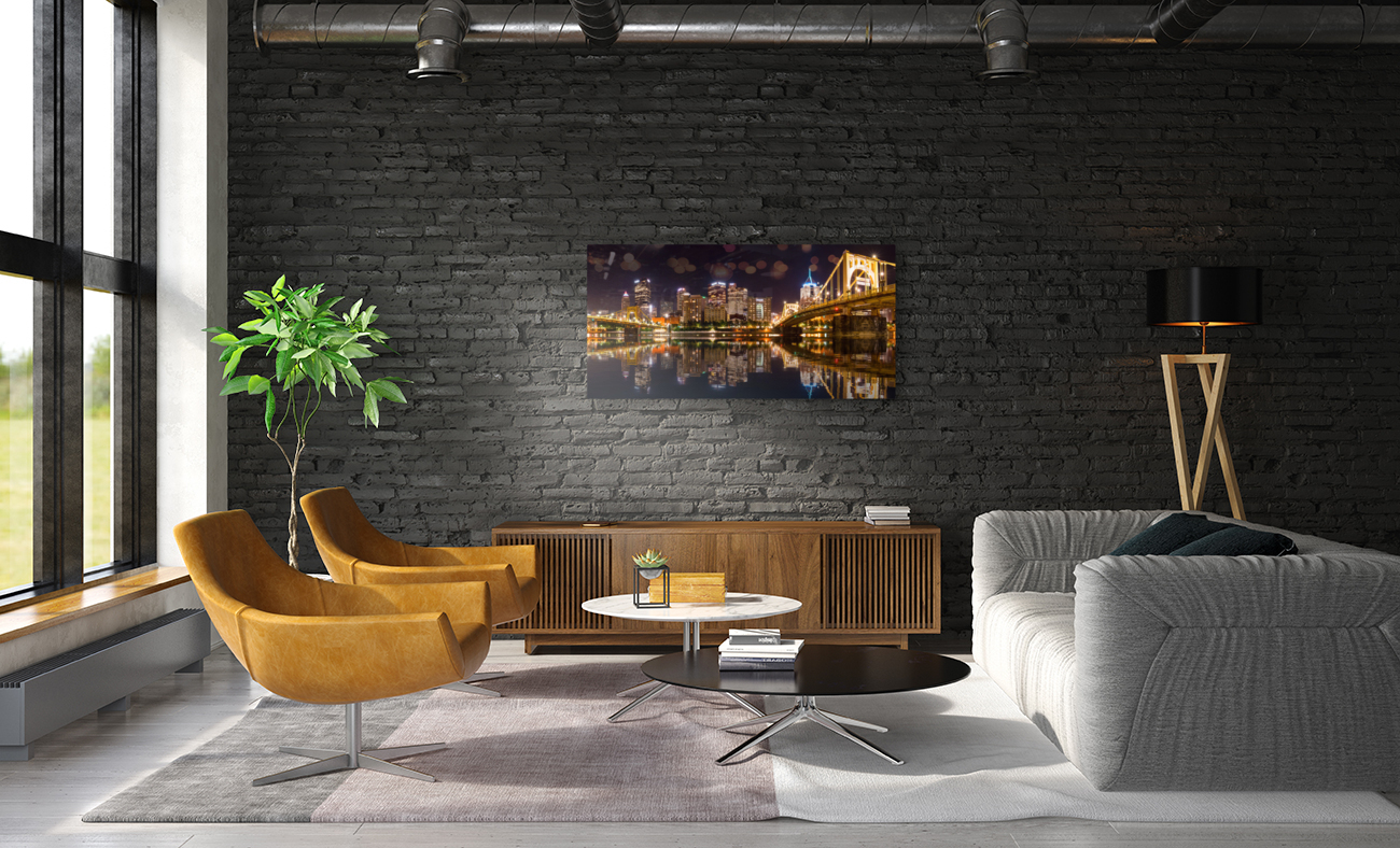 City Skyline of Pittsburgh at night Reproduction