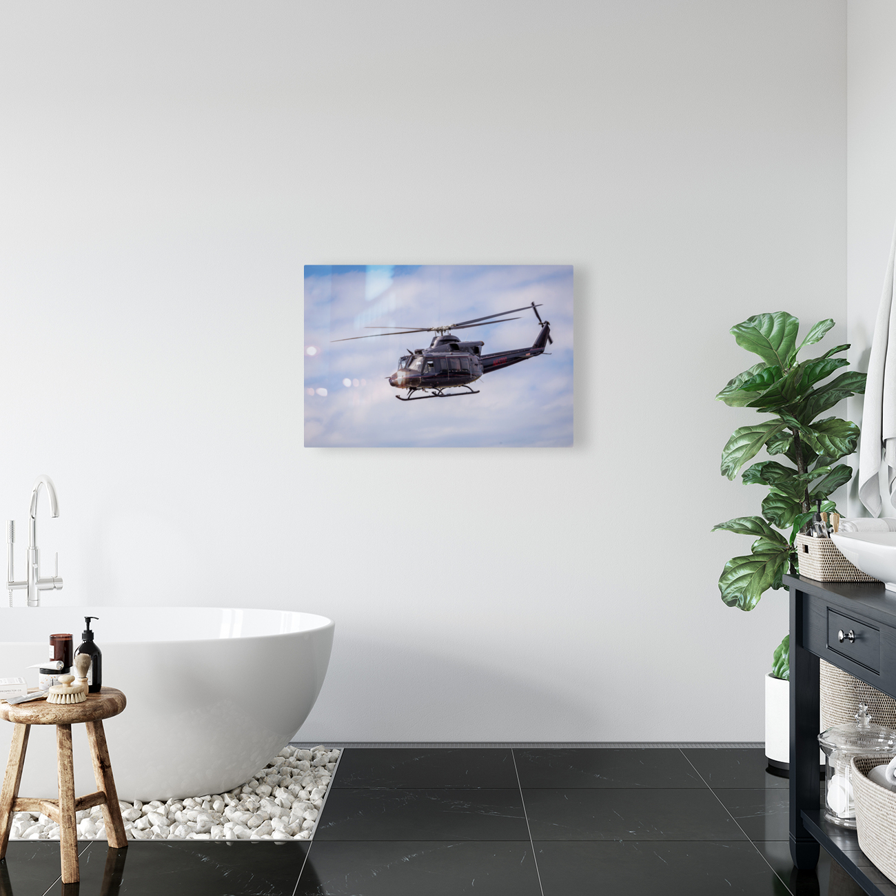 Bell 412 Helicopter coming in to land Reproduction