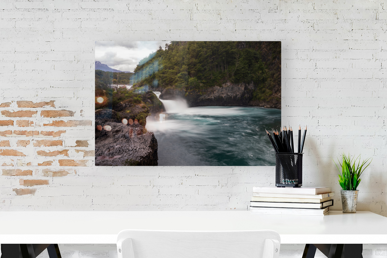 Petrohue falls and cascade by the Osorno volcano in Chile Reproduction