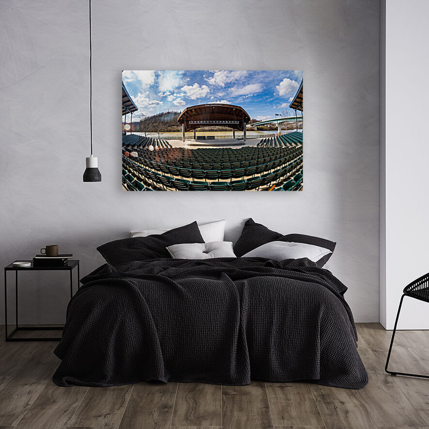 Fisheye lens view of Ruby Amphitheater in Morgantown WV Reproduction