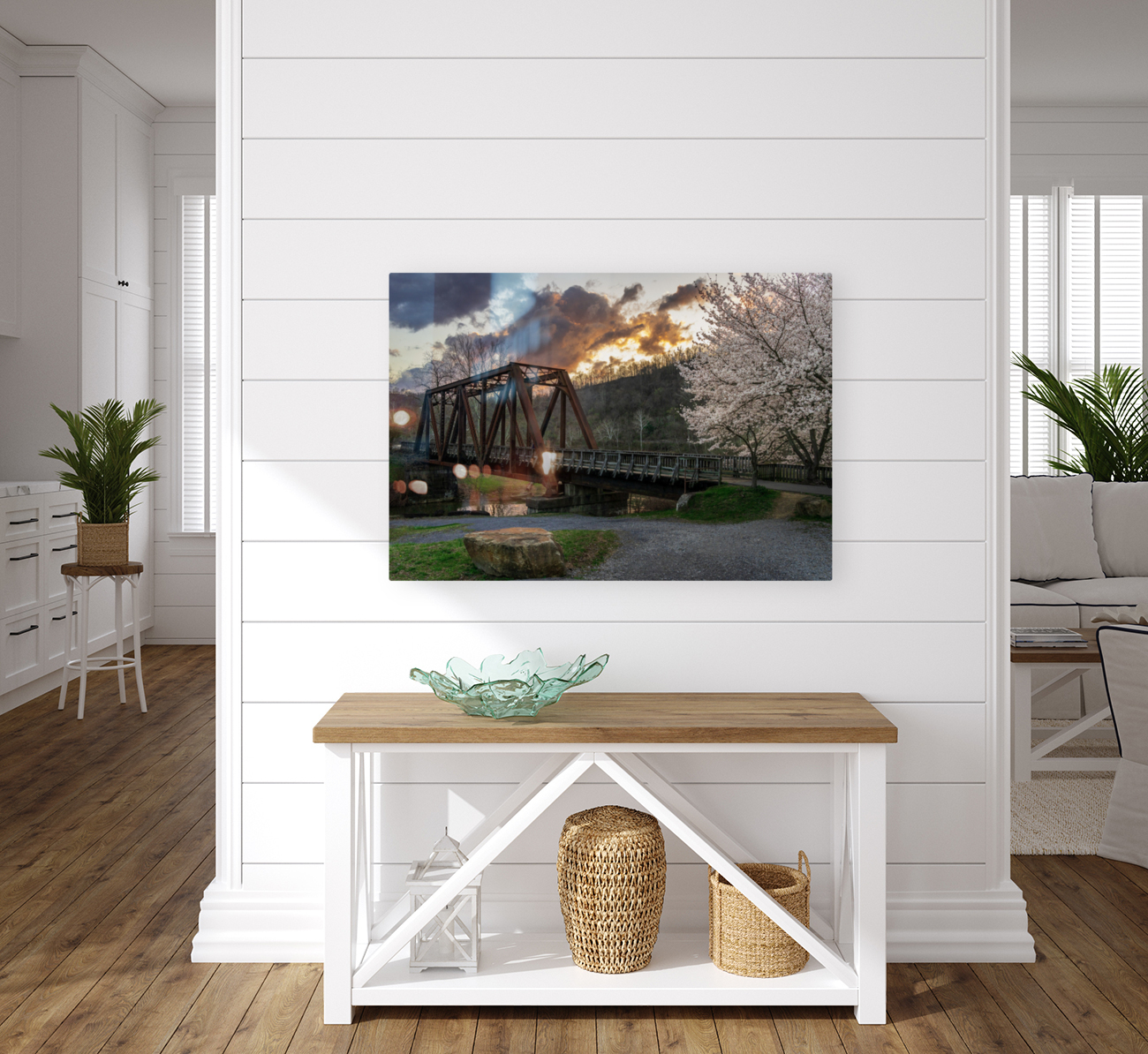 Steel girder bridge carries the bike walking trail over Deckers  Reproduction