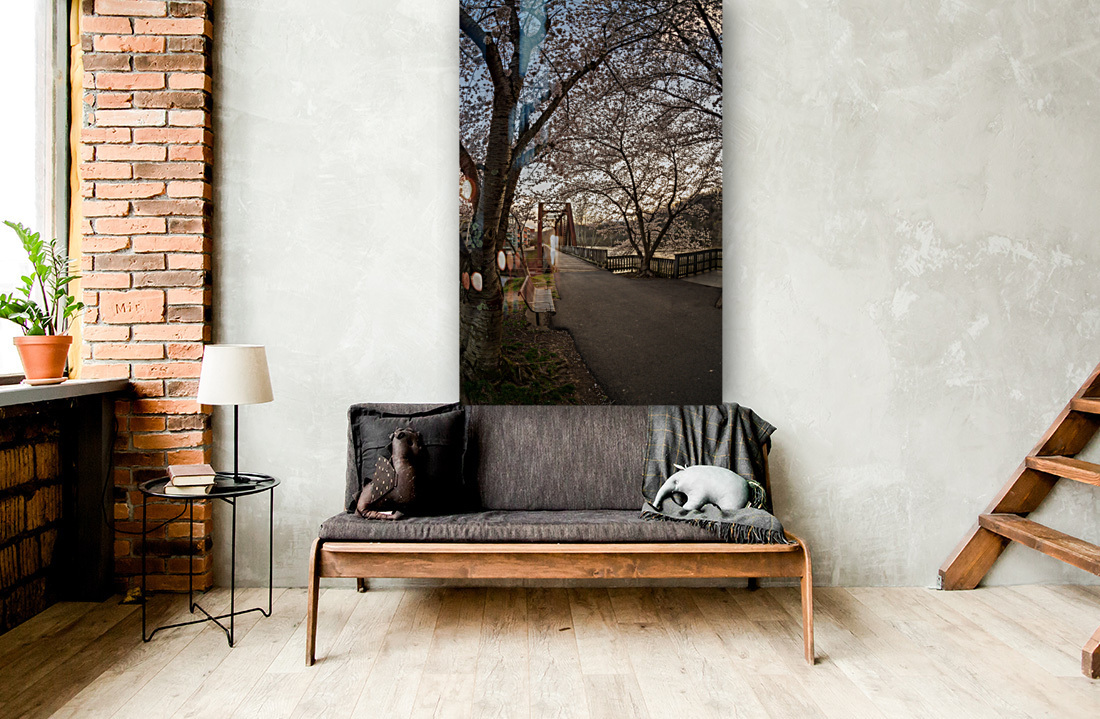 Steel girder bridge carries the bike walking trail over Deckers  Reproduction