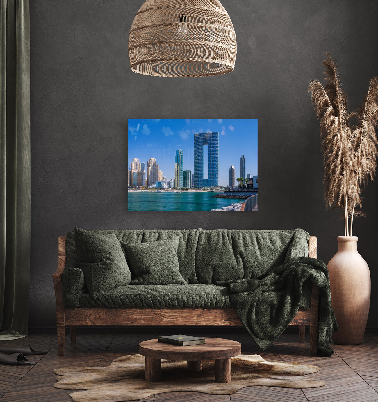 Skyline of hotels and apartments in JBR Beach from Bluewaters is Reproduction