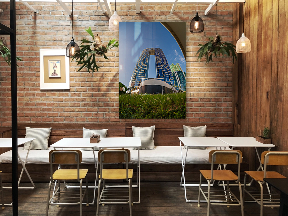 Fisheye view of hotels and apartments in JBR Beach Reproduction