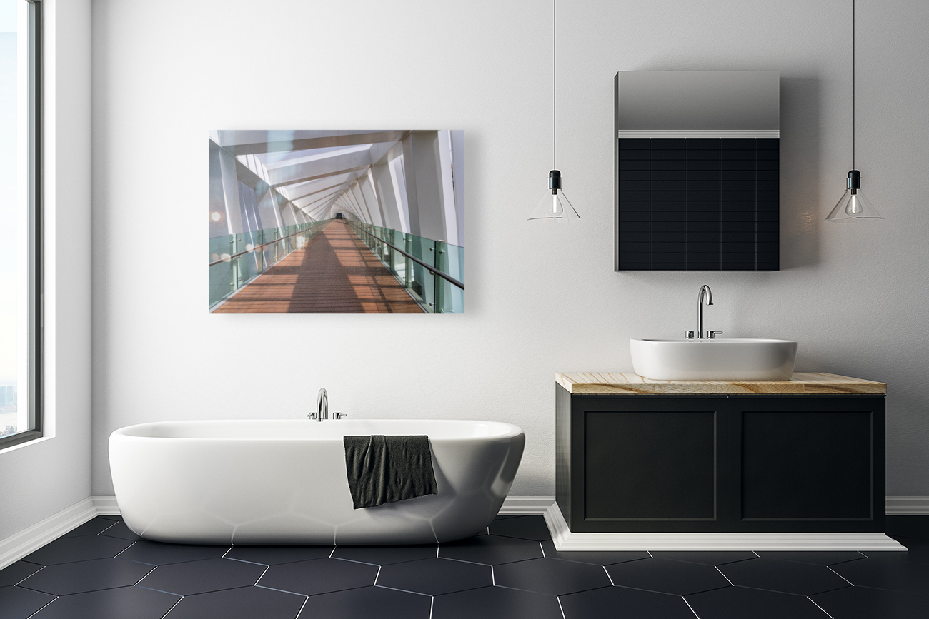 Dubai Water Canal bridge twists towards new apartment blocks Reproduction