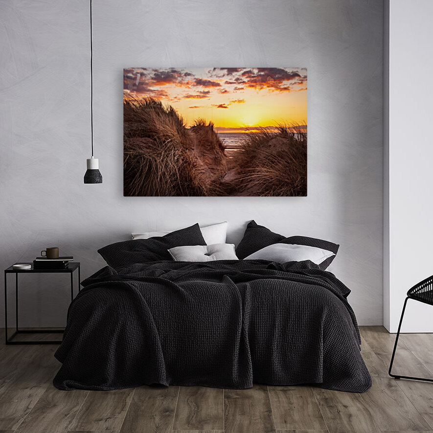 Sunset over Formby Beach through sand dunes Reproduction