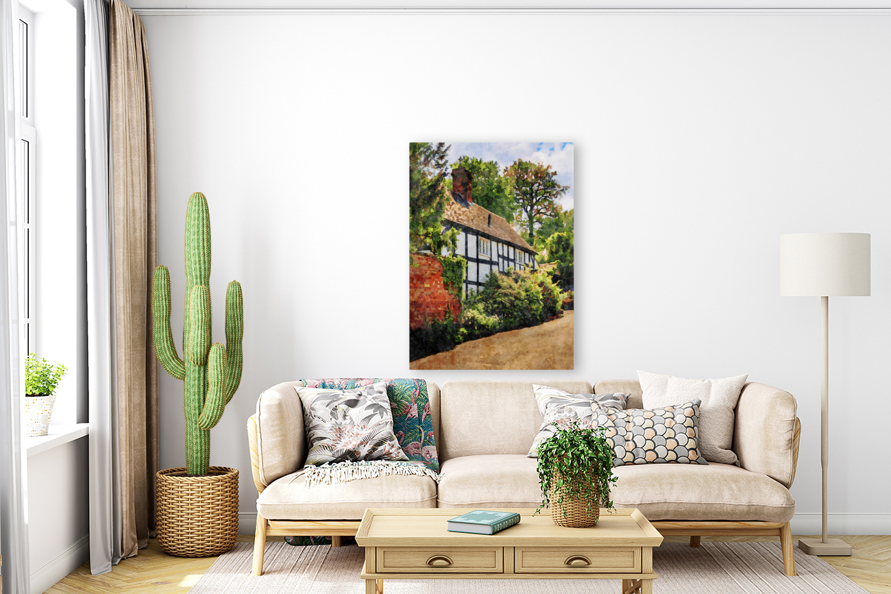 Water color of tudor home in Ellesmere Shropshire Reproduction