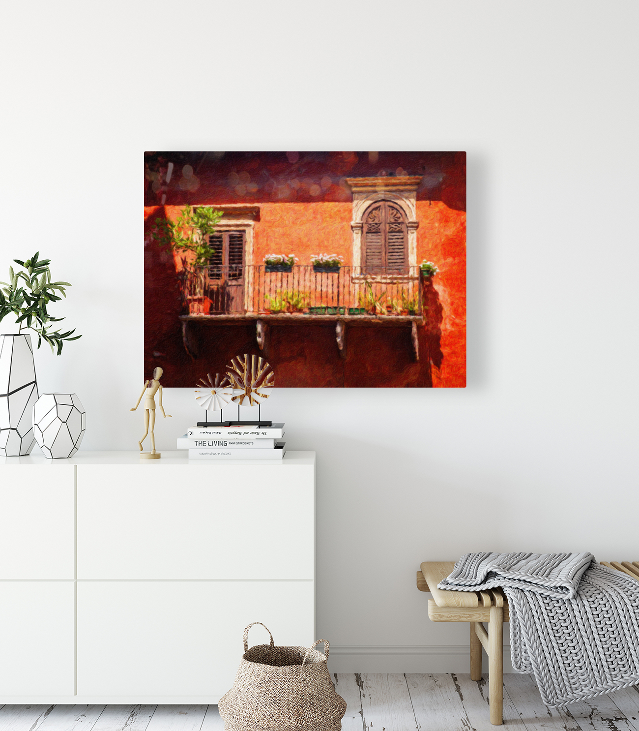 Digital oil painting of an old balcony in Verona Reproduction