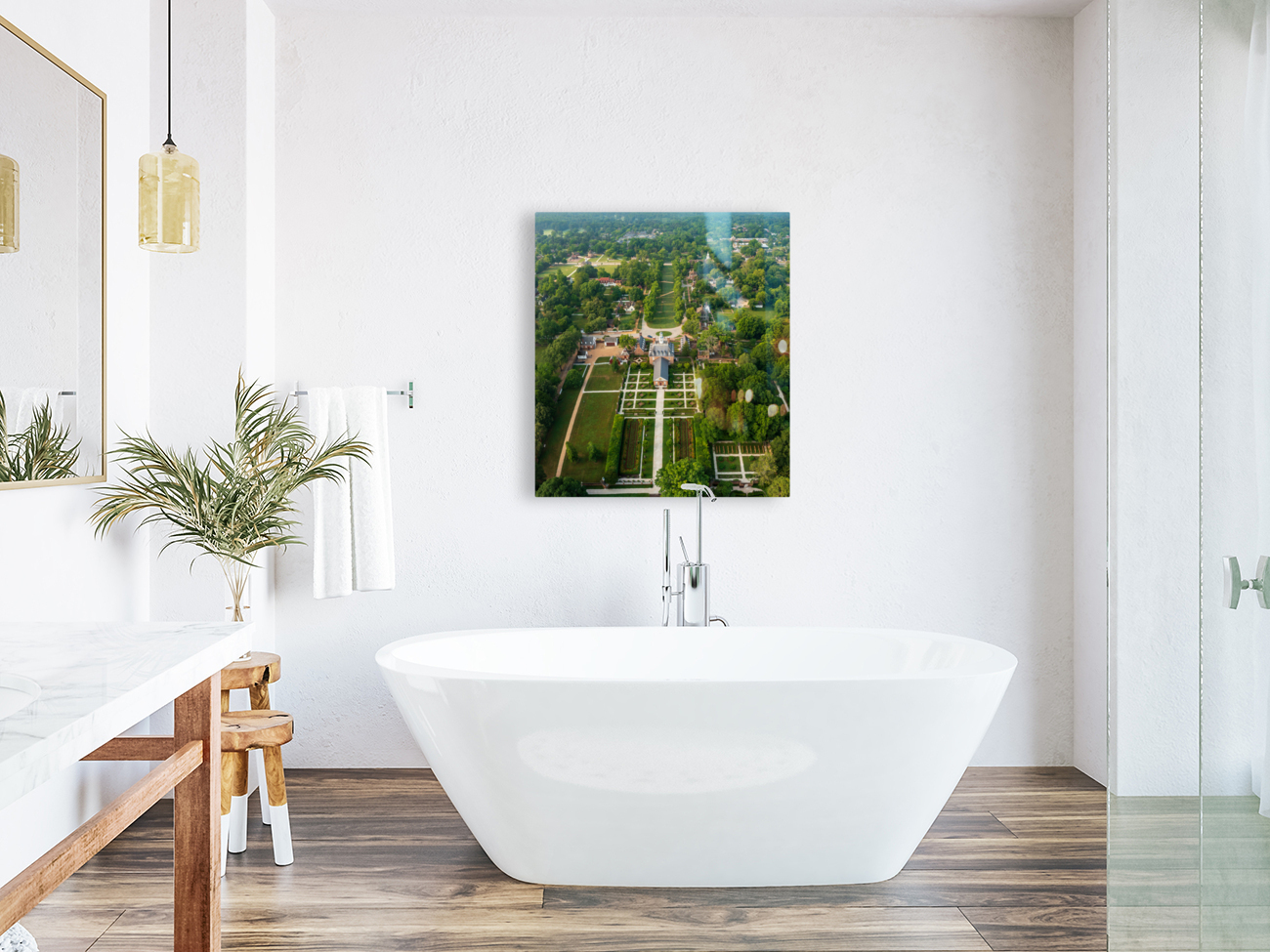 Aerial portrait format of Governors Palace in Williamsburg Virginia Reproduction