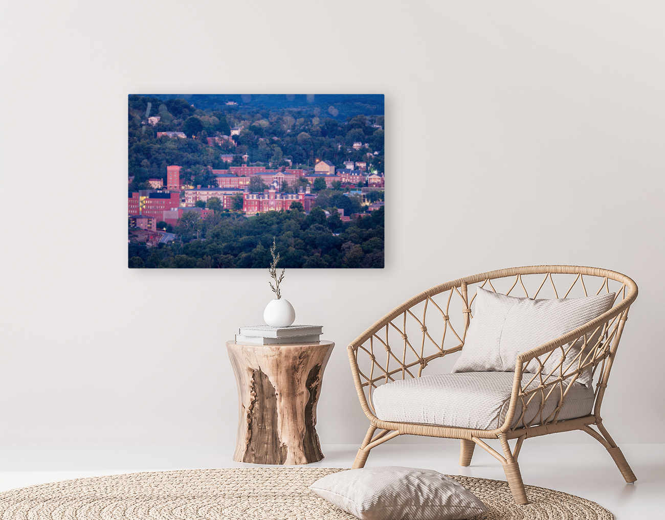 Downtown campus of West Virginia university at dusk Reproduction