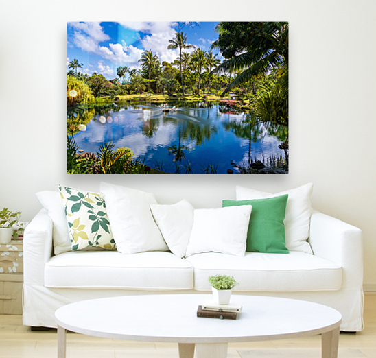 Gorgeous lagoon and lake in the Na Aina Kai sculpture garden Reproduction
