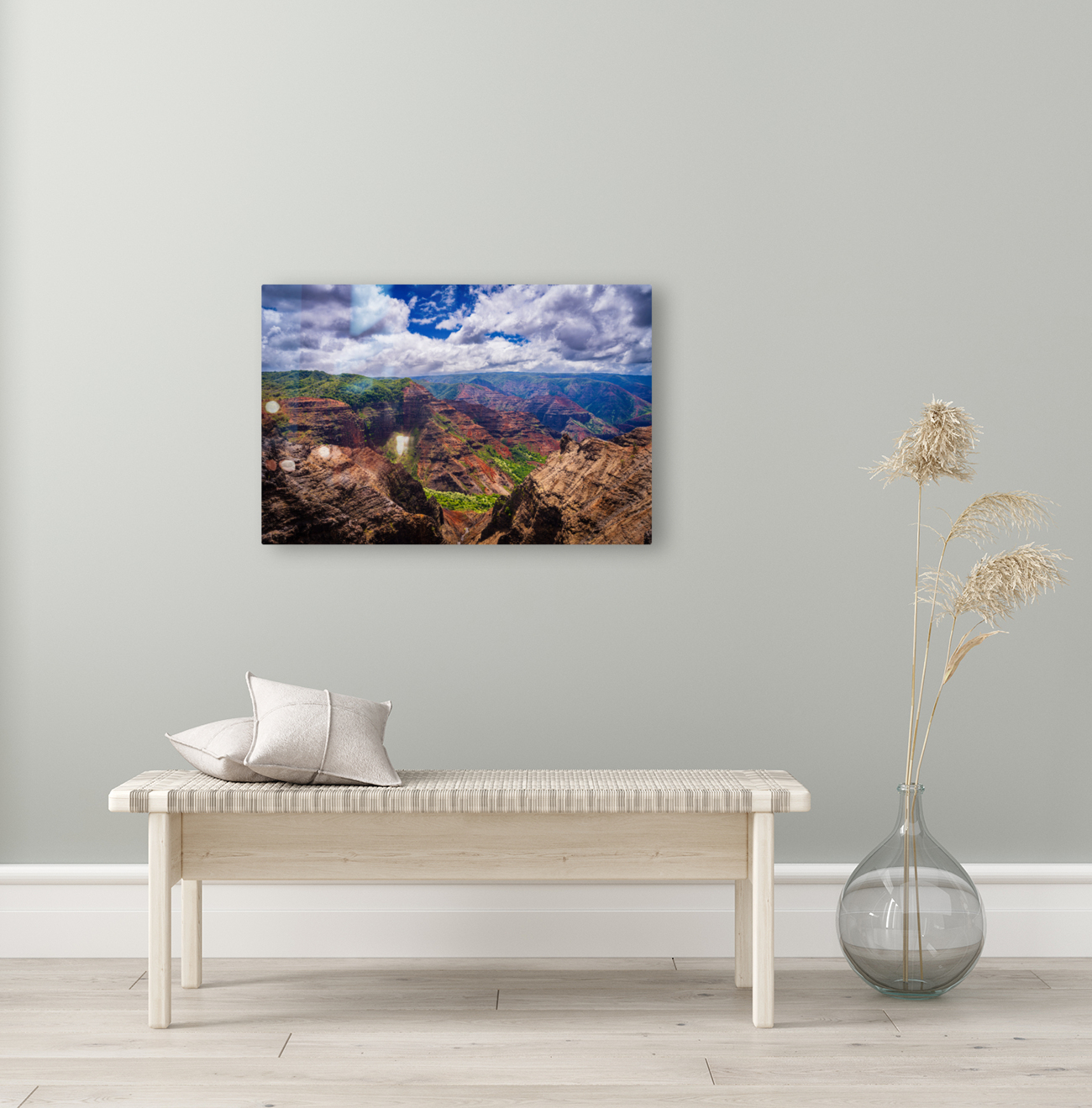 Dramatic sun lighting on Waimea Canyon on Kauai Reproduction