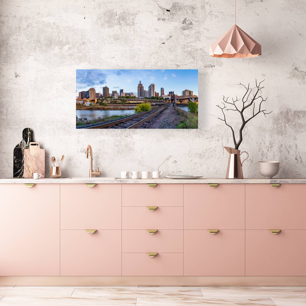 Sunrise over the downtown district of St Paul and Mississippi Reproduction