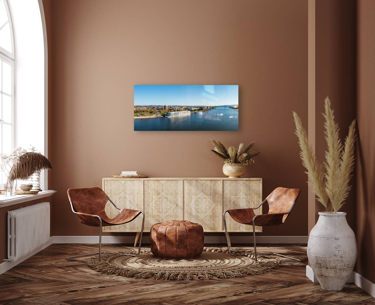 Panorama of La Crosse Wisconsin with Viking Mississippi River Reproduction