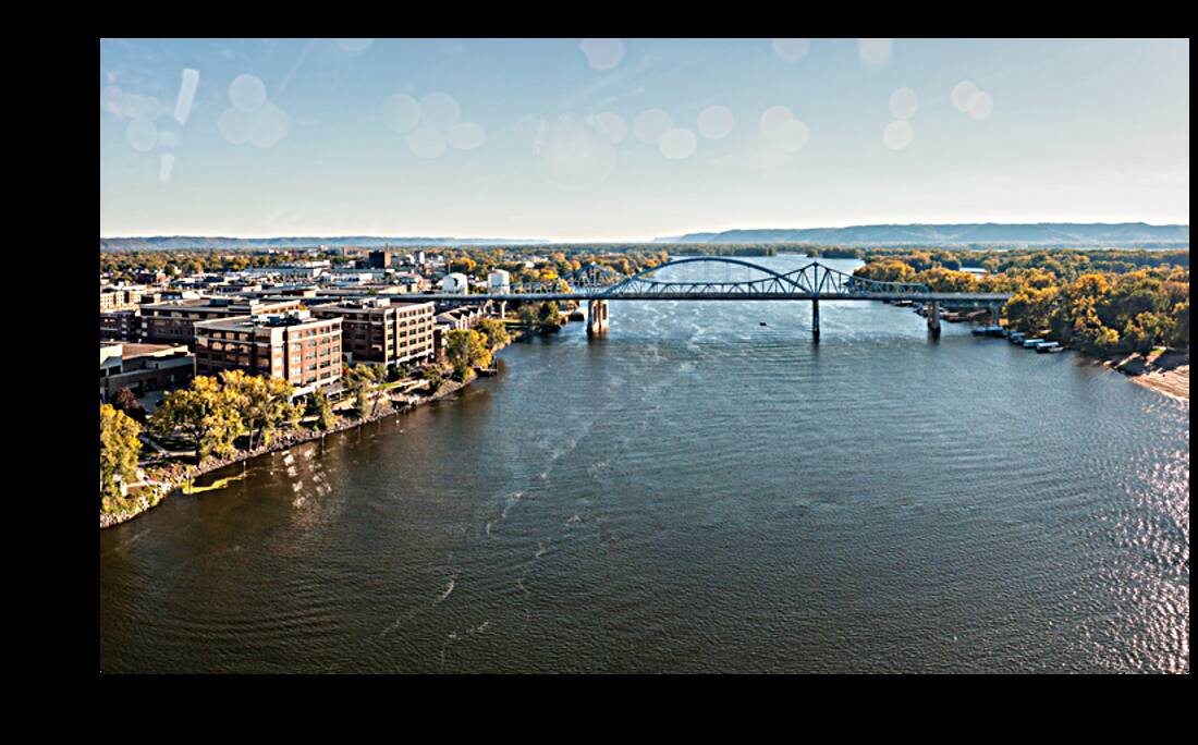 Aerial view of La Crosse Wisconsin and the Mississippi River Reproduction