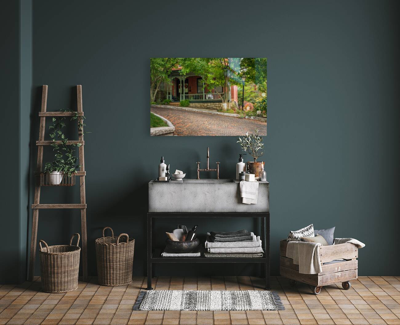 Porch of house on Snake Alley in Burlington Iowa Reproduction