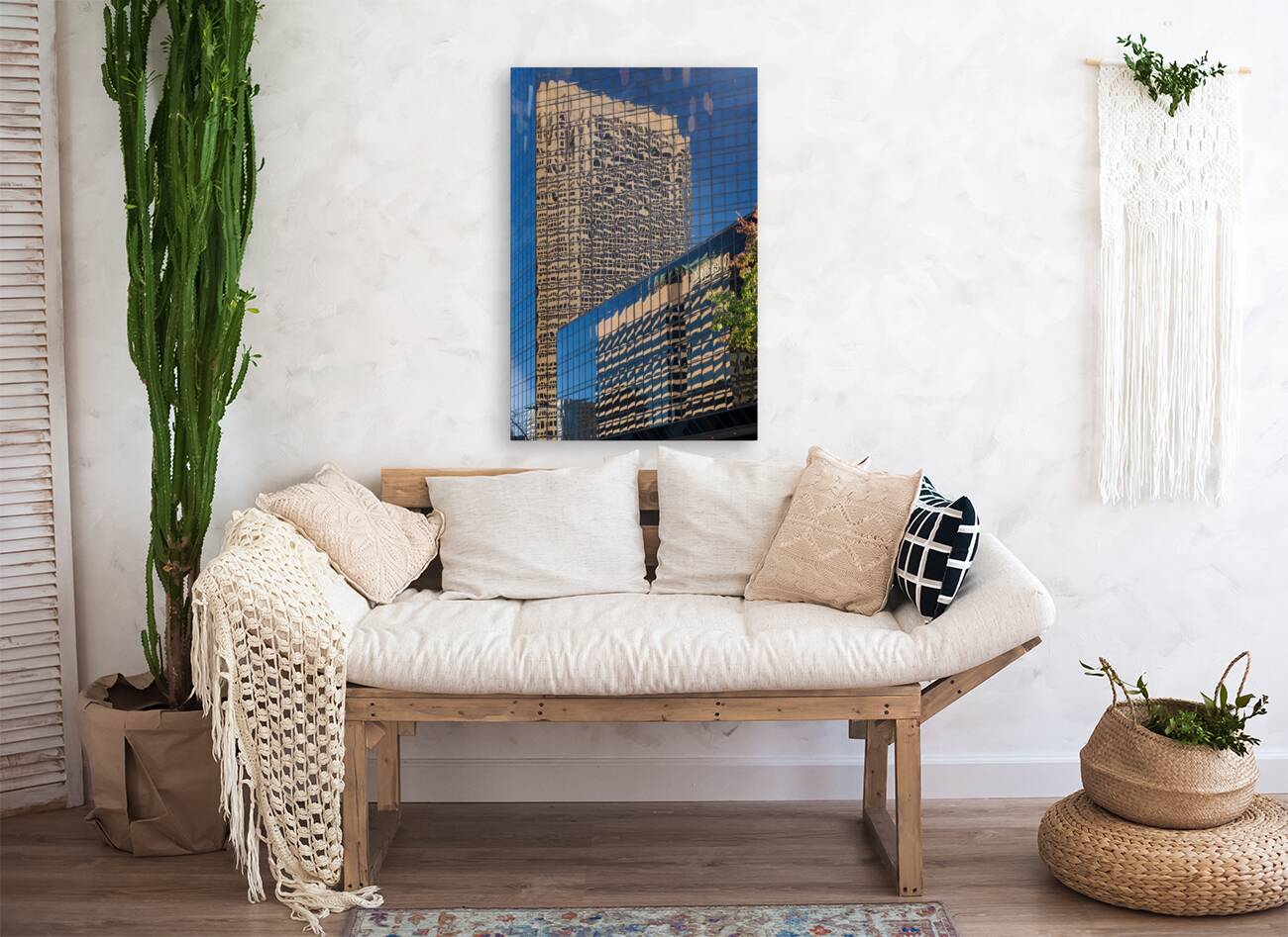 Complex reflections of a modern skyscrapers in St Louis office b Reproduction