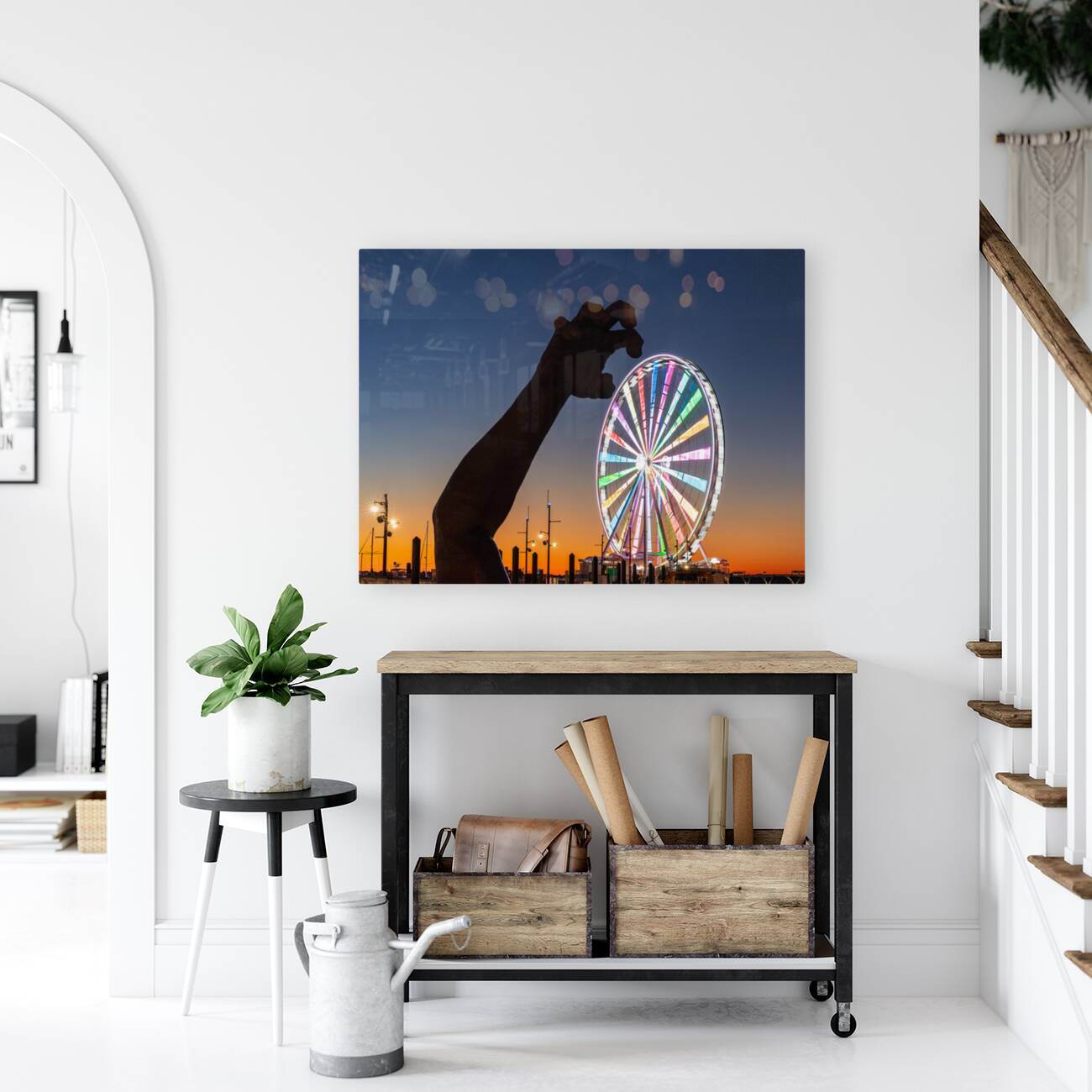 Ferris wheel and The Awakening sculpture Reproduction