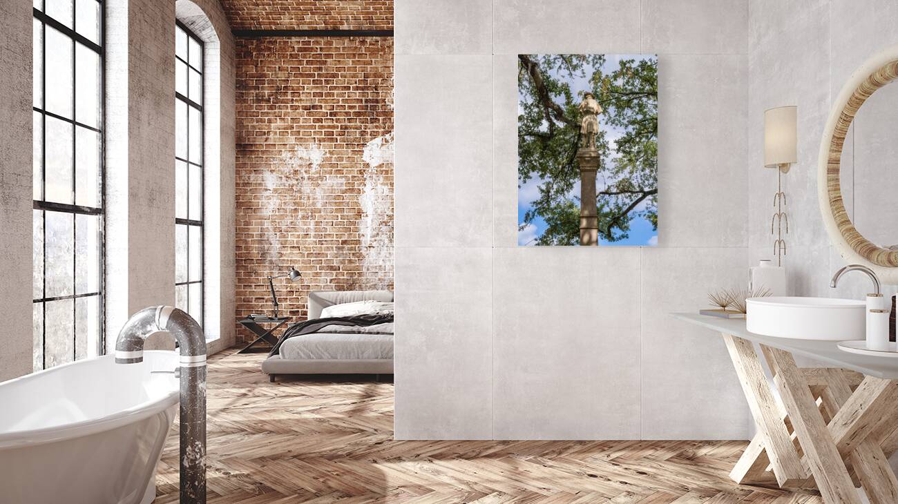 Rear view of statue confederate soldier surrendering in Natchez Reproduction