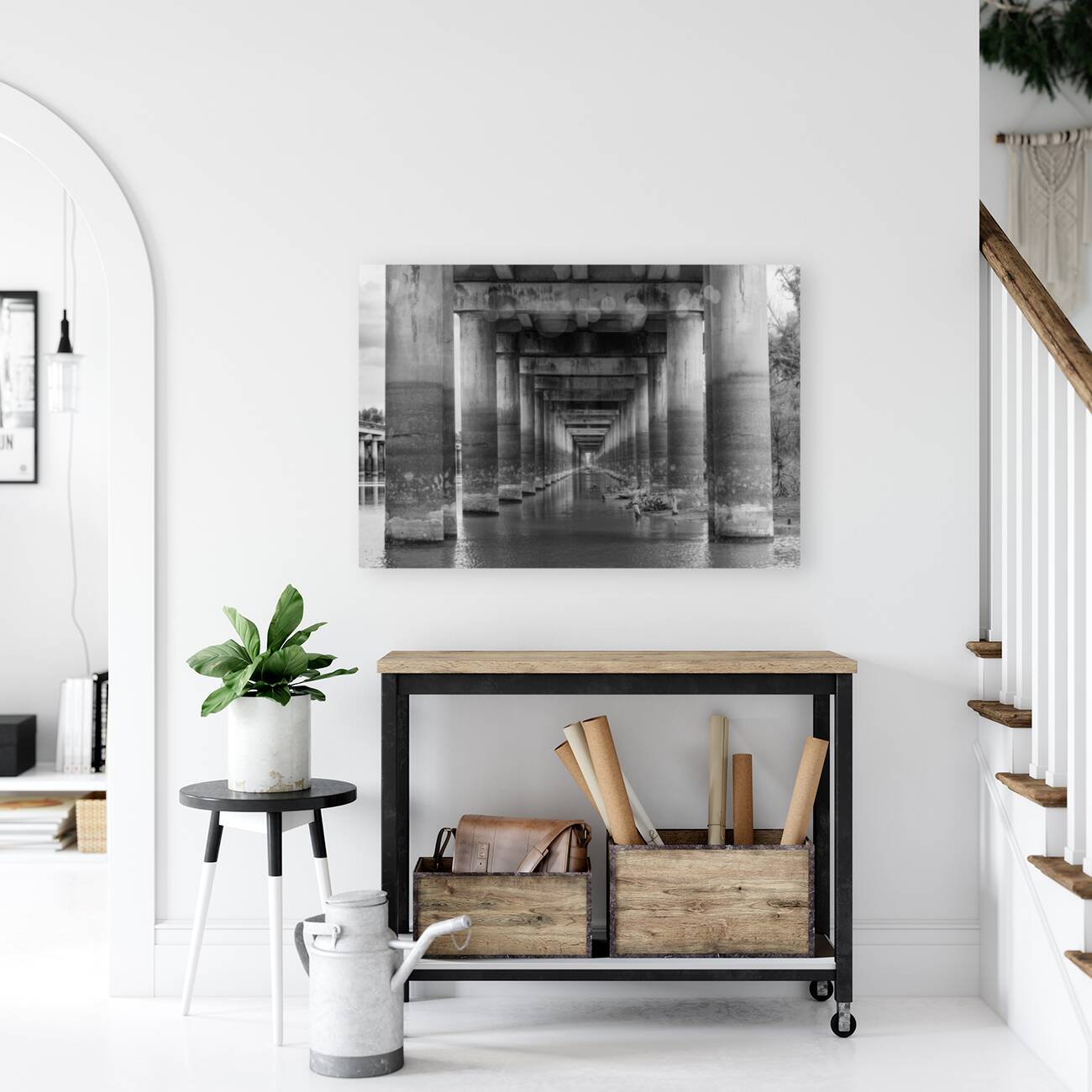 Supporting pillars of I-10 bridge above Atchafalaya basin in Lou Reproduction