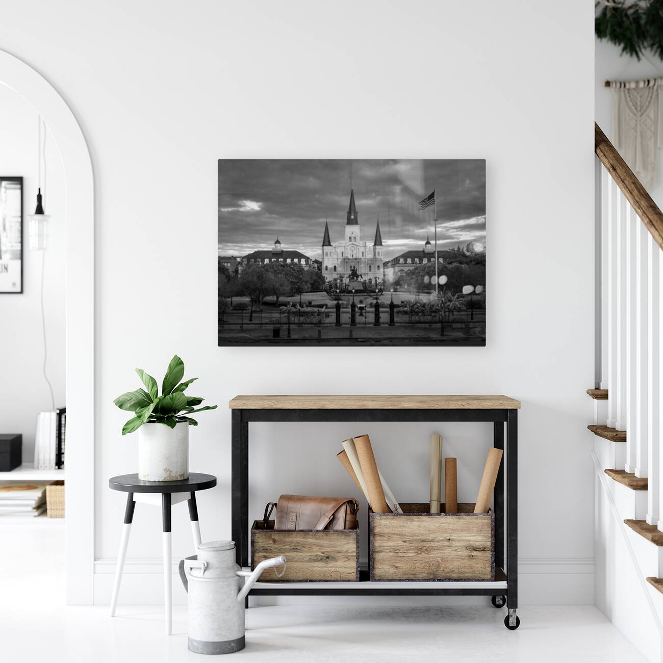 Monochrome view of Cathedral Basilica of Saint Louis Reproduction