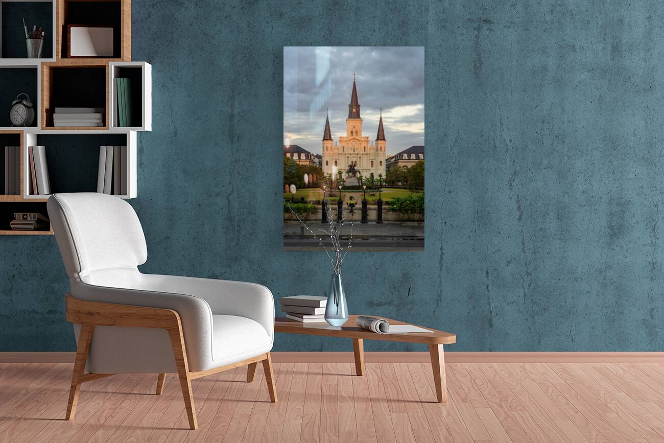 Sunrise on Cathedral Basilica of Saint Louis in New Orleans LA Reproduction