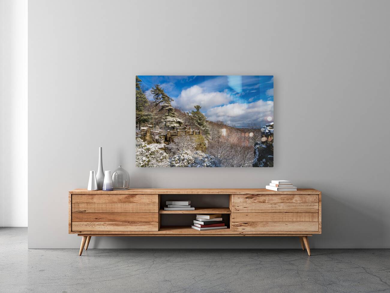 Coopers Rock overlook covered in winter snow near Morgantown Reproduction