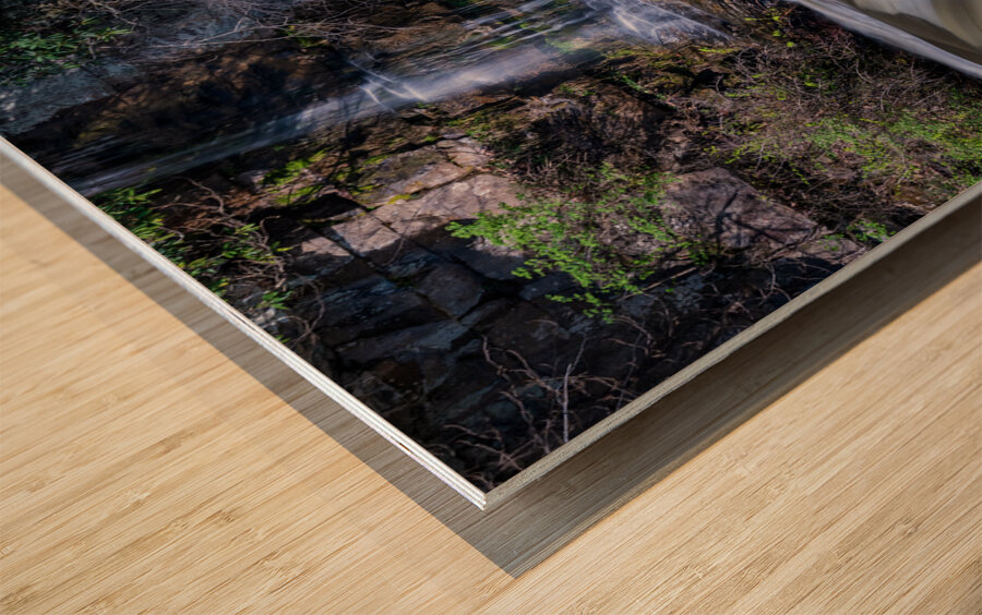 Small waterfall by Valley Falls on a bright spring morning Wood print