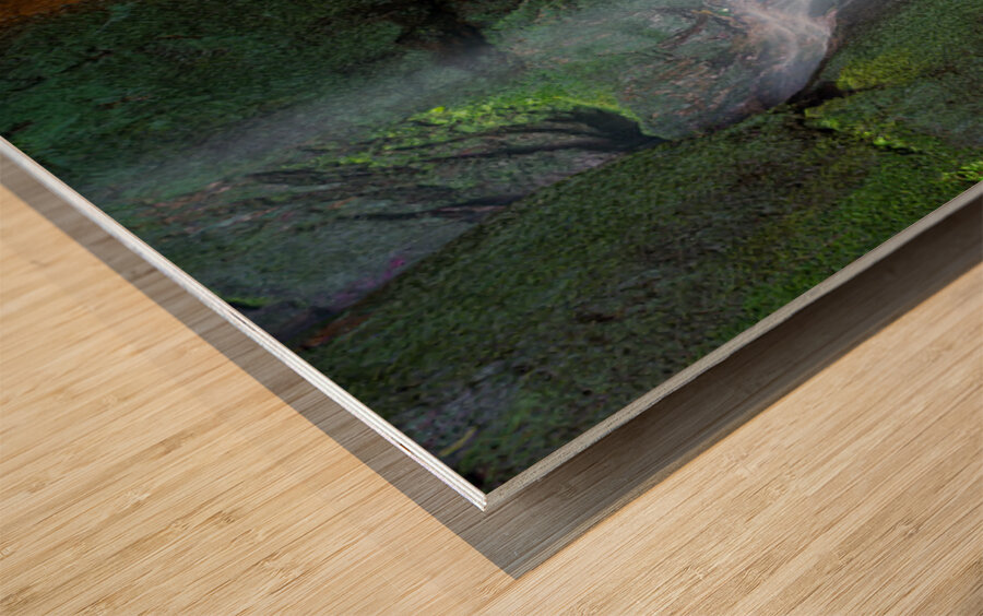 Floodlit waterfall in Shanklin Cline a tourist attraction on the Wood print