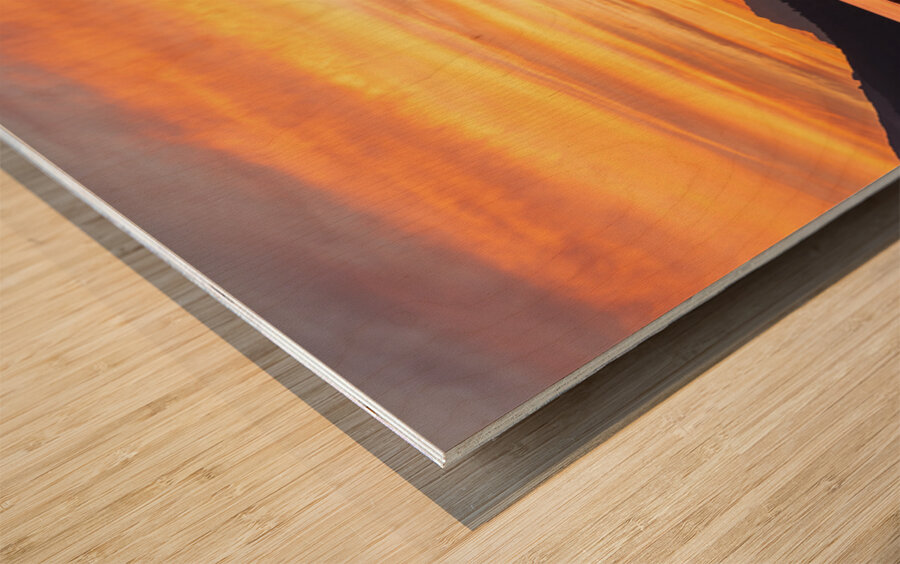 Vibrant sunset over Lake Wenatchee in the Cascade Mountains WA Wood print