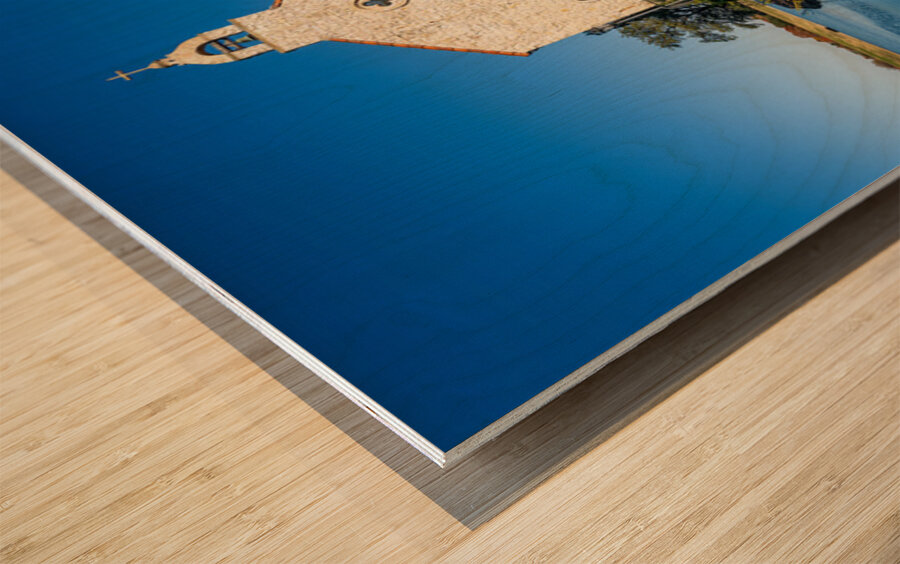 Clear December day in Adriatica Village McKinney Texas a plann Wood print